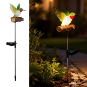sm25667 SM25667 Songbird Hummingbird on the Wood Deorative Solar Stake Light
