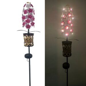 sm25867b violet metal flower solar stake light