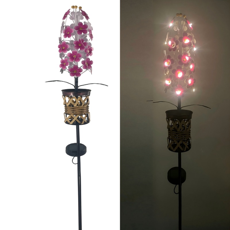 sm25867b violet metal flower solar stake light