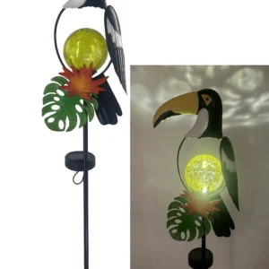 sm25868 iron + pp+glass big billed bird solar stake light (2)