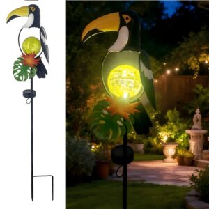 SM25868 Metal with Glass Ball Big-Billed Bird Decorative Solar Stake Light