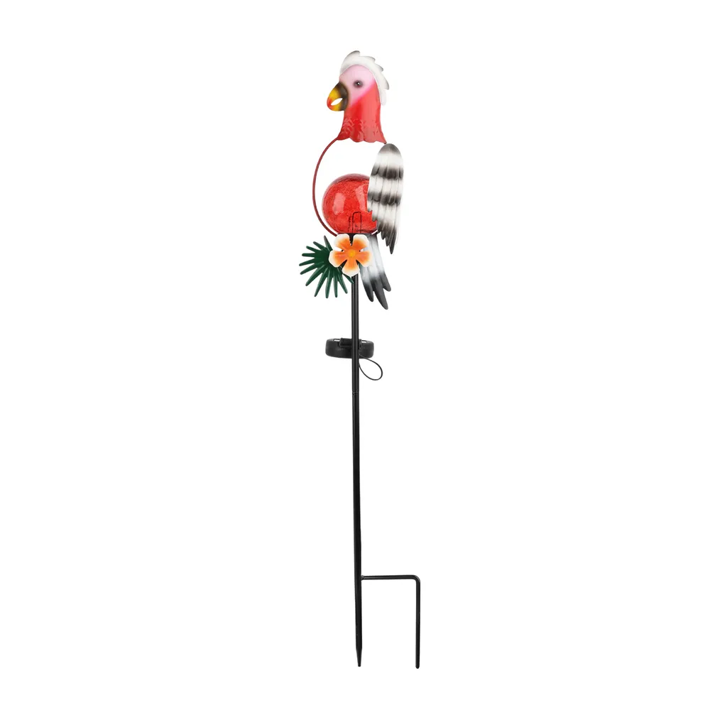 sm25868b iron + pp+glass parrot solar stake light (1)
