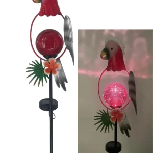 sm25868b iron + pp+glass parrot solar stake light (2)