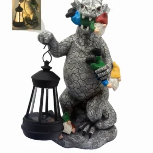 sm26002 resin solar dinosaur lantern statue – gnome crowd style (1)