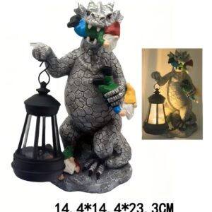 sm26002 resin solar dinosaur lantern statue – gnome crowd style