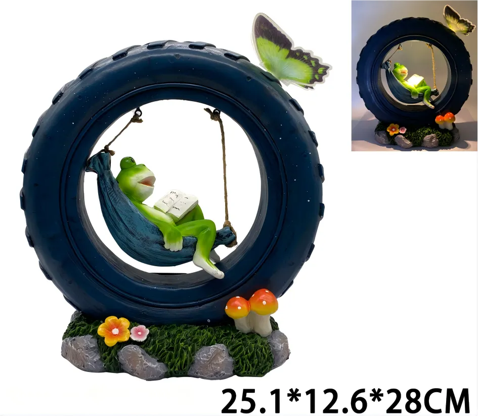 sm26013 resin tire frog solar light