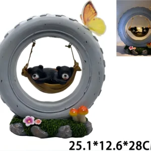 sm26014 resin tire bear solar light