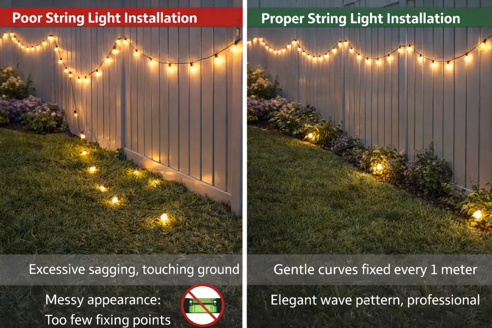 mistake sagging vs proper string lights
