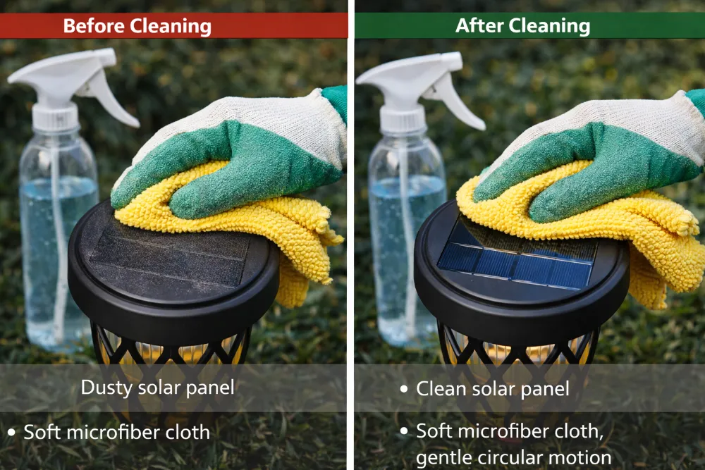 solar panel cleaning demonstration