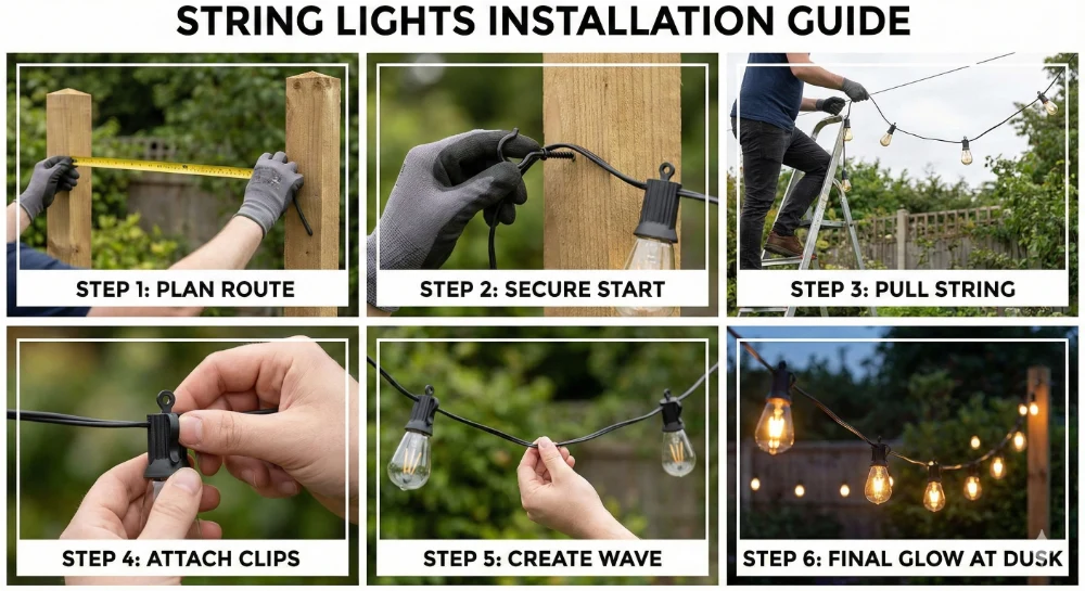 string lights installation steps