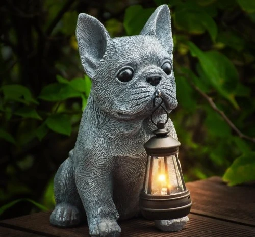 1 solar dog outdoor garden statue with led light