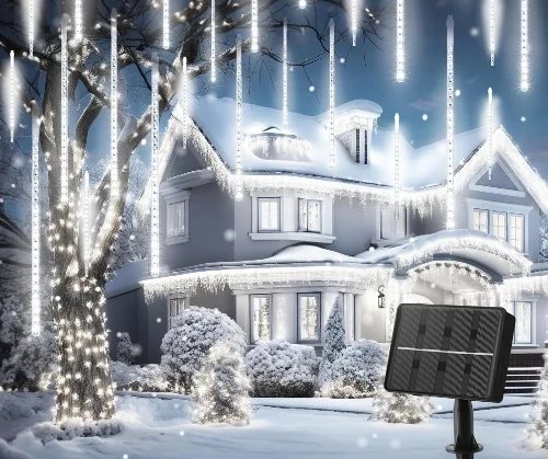 1. solar meteor shower string lights