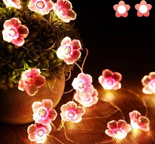 1.pink cherry blossom flower string lights