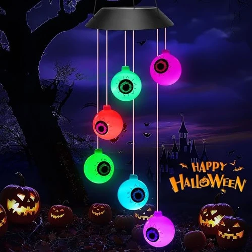 10 solar halloween eyeball wind chimes