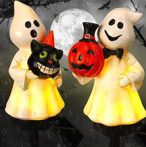 2 ghost pumpkin stake lights