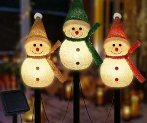 2. snowman shape solar christmas stake lights