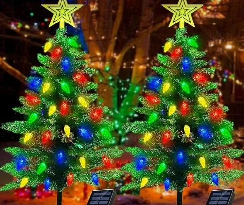 3. 2 pack solar christmas tree lights