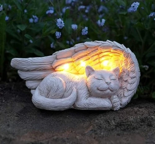 4 forever my guardian angel cat memorial solar light statue