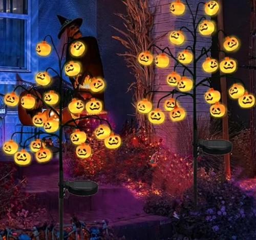 4 pumpkin stake lights