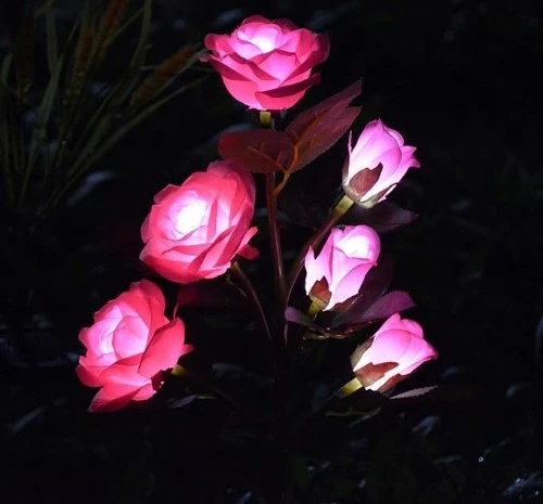 4.pink solar rose stake lights