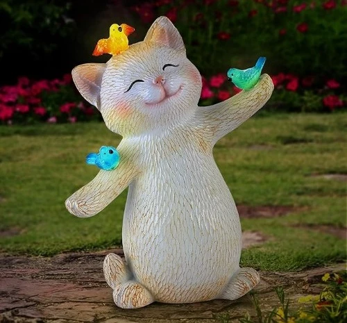 5 cat solar light for garden decor with lantern