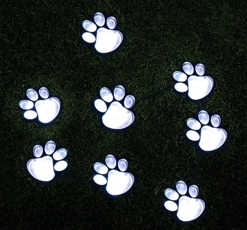 6 paw print solar string lights