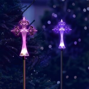 sm251025 solar acrylic cross stake light