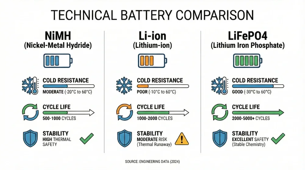 technical battery comparison for cold climate cemetery solar lights