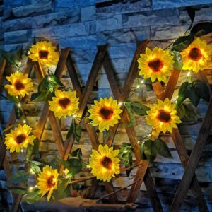 sm22937 20 led sunflower wire string solar lights