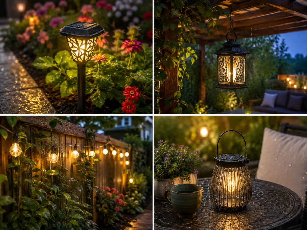 Common garden use scenarios for IP44 decorative solar lights in wet outdoor conditions