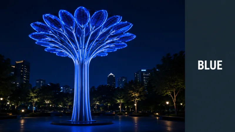 blue color solar tree light