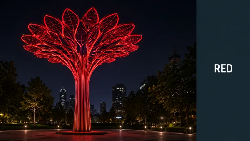 red color solar tree light