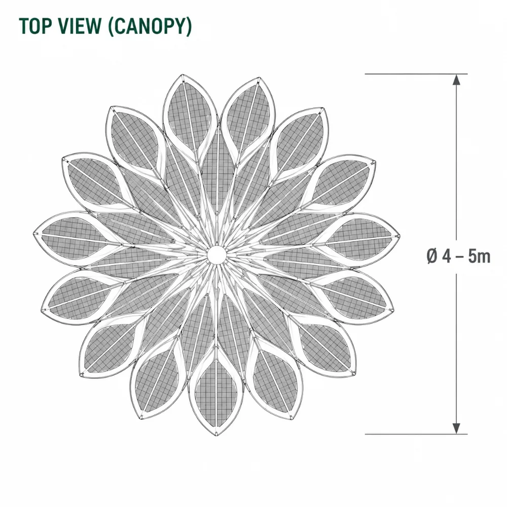 top view size for solar tree light