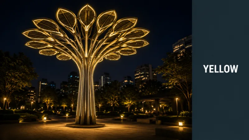 yellow color solar tree light