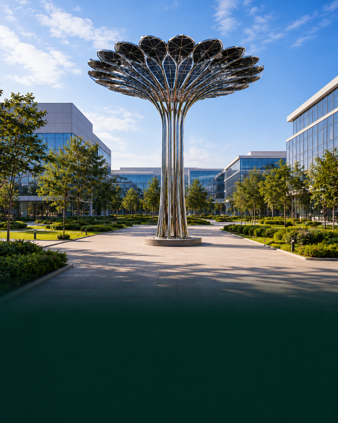 solar tree lighting for corporate campus