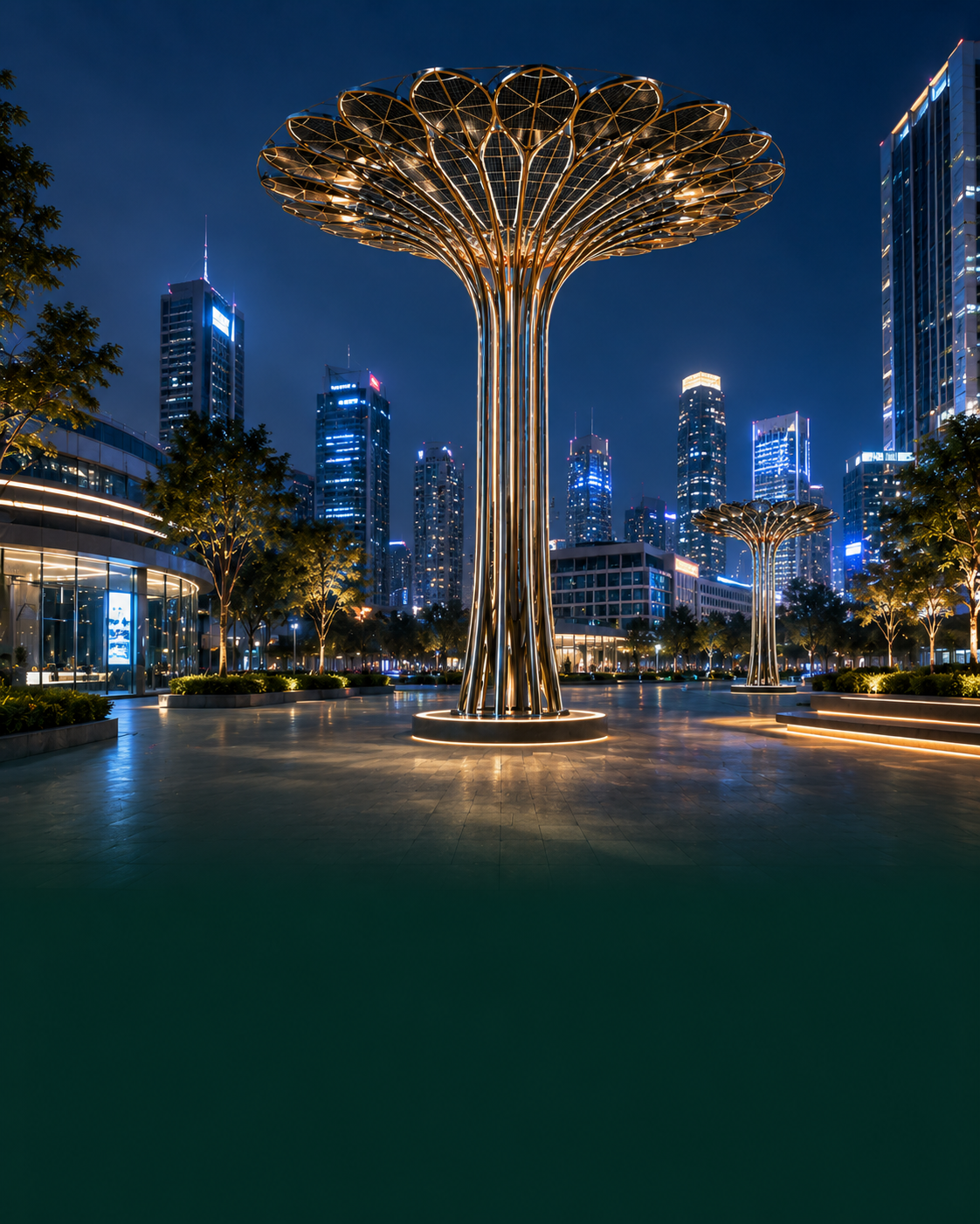solar tree lighting for smart city demonstration zone