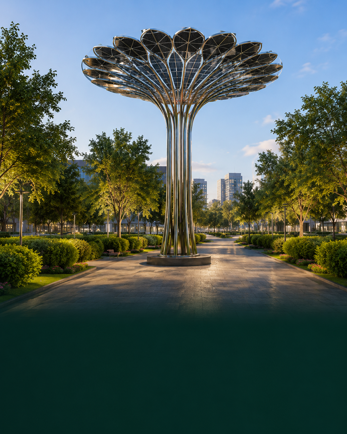 solar tree lighting for urban park
