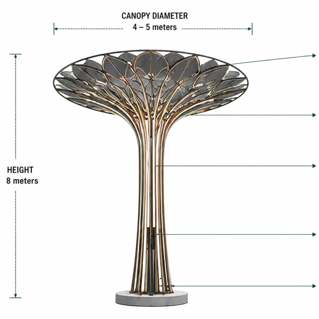 solar tree lighting size
